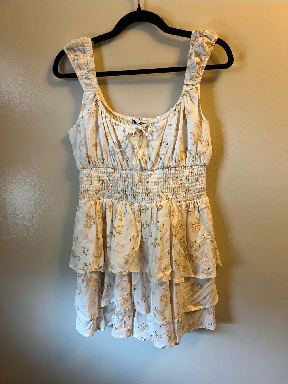 No Boundaries Cream Floral Tiered Sundress with Yellow and Green Accents